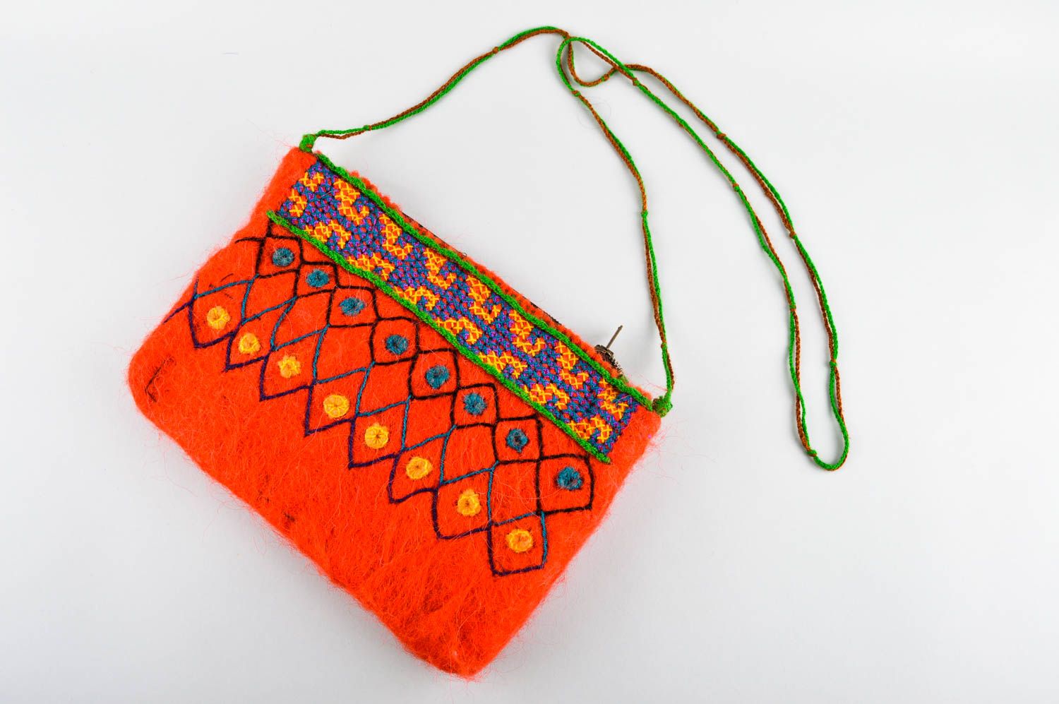 Bolso de fieltro anaranjado artesanal accesorio de mujer regalo original foto 1