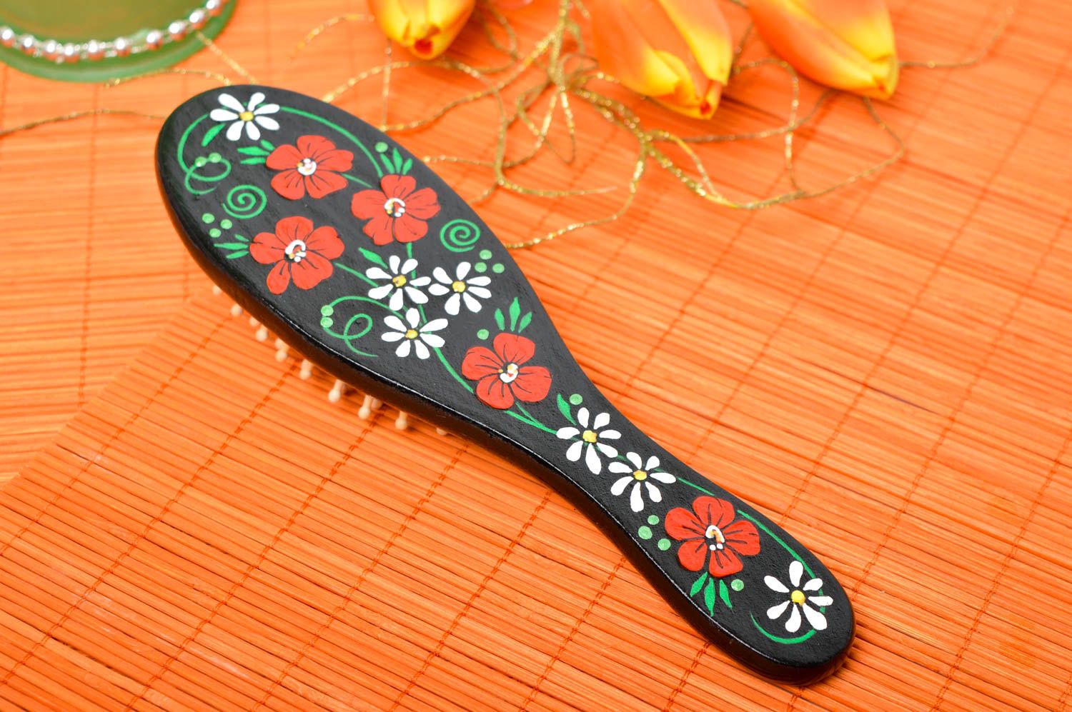 Unusual handmade wooden hairbrush long hair ideas wood craft gifts for her photo 1