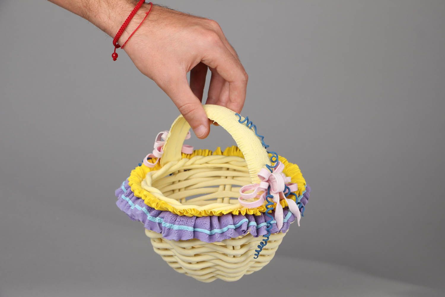 Decorative basket made of polymer clay photo 4