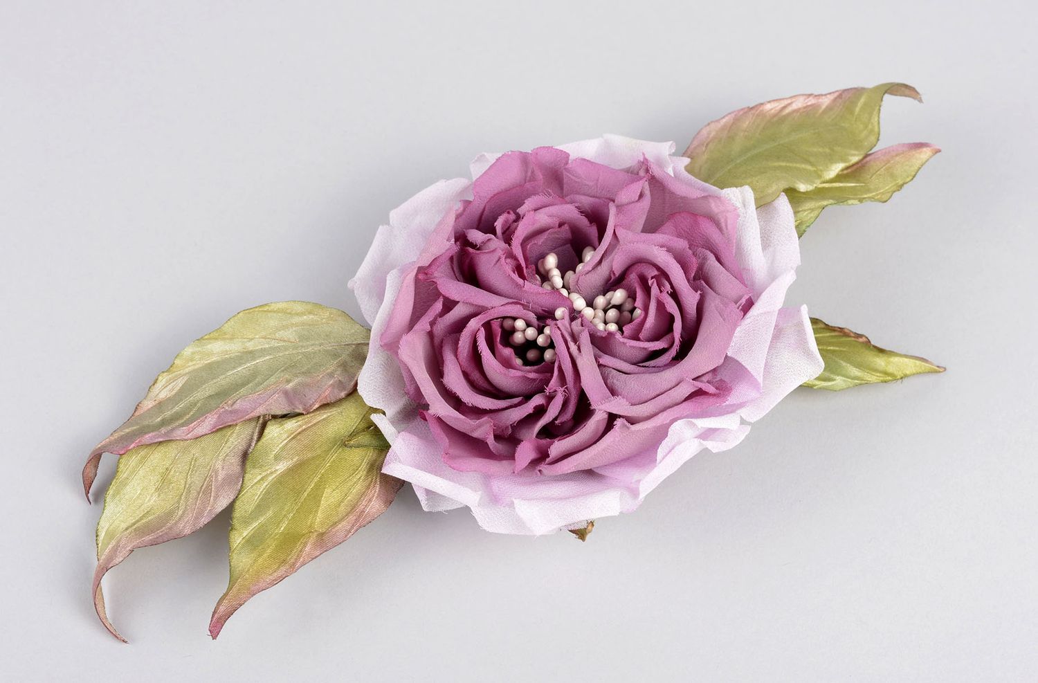 Grosse Broche fleur faite main violette en soie naturelle Cadeau pour femme photo 1