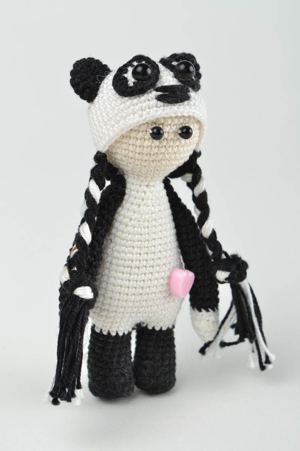 Gehäkelte Puppe handmade Stofftier Panda Geschenkidee für Kinder weich schön foto 1
