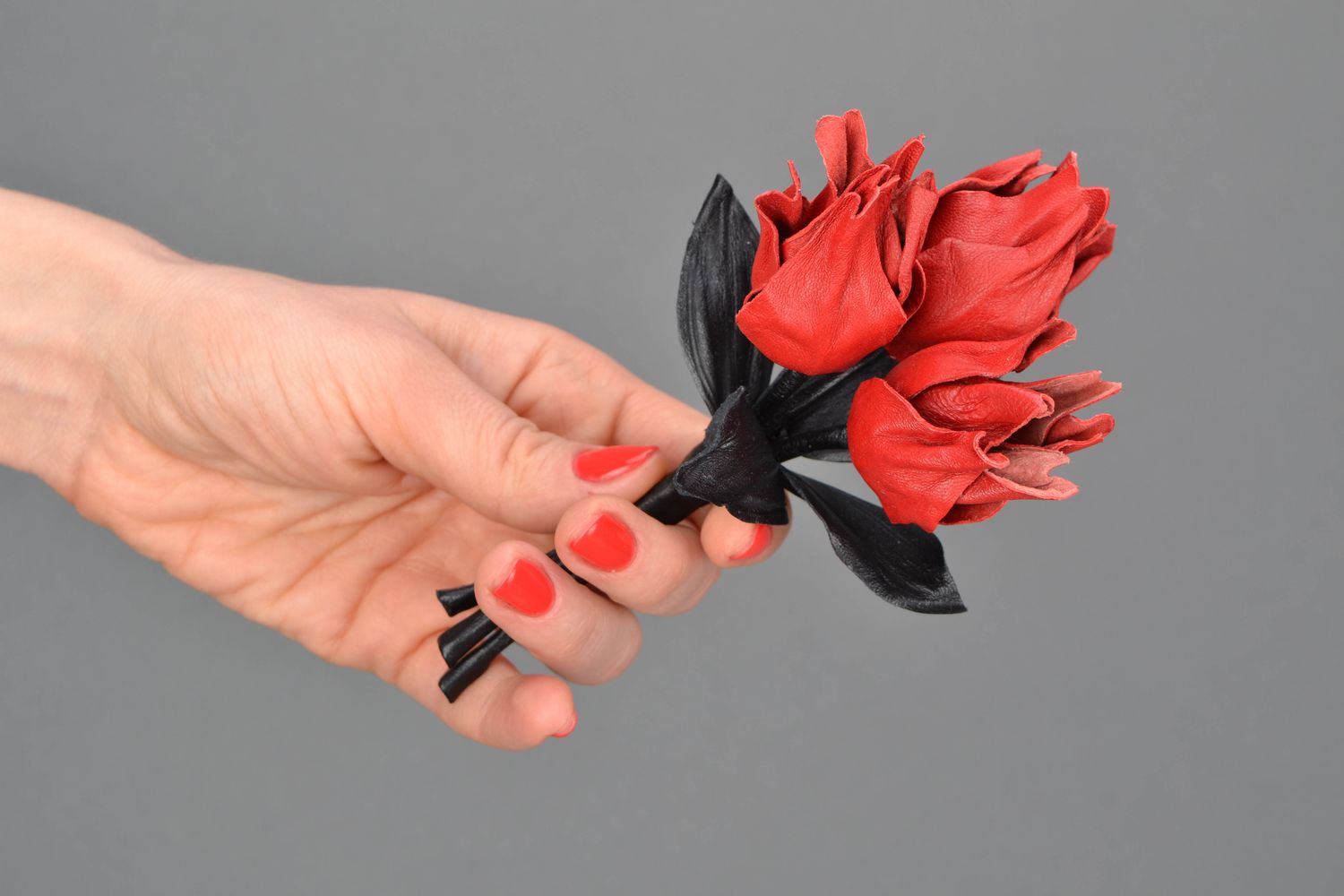 Leather brooch Tulips photo 2