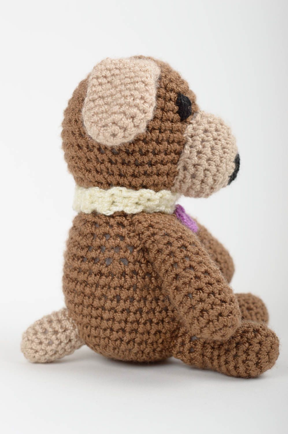 Peluche chien brun Peluche faite main tricotée au crochet Cadeau enfant photo 2