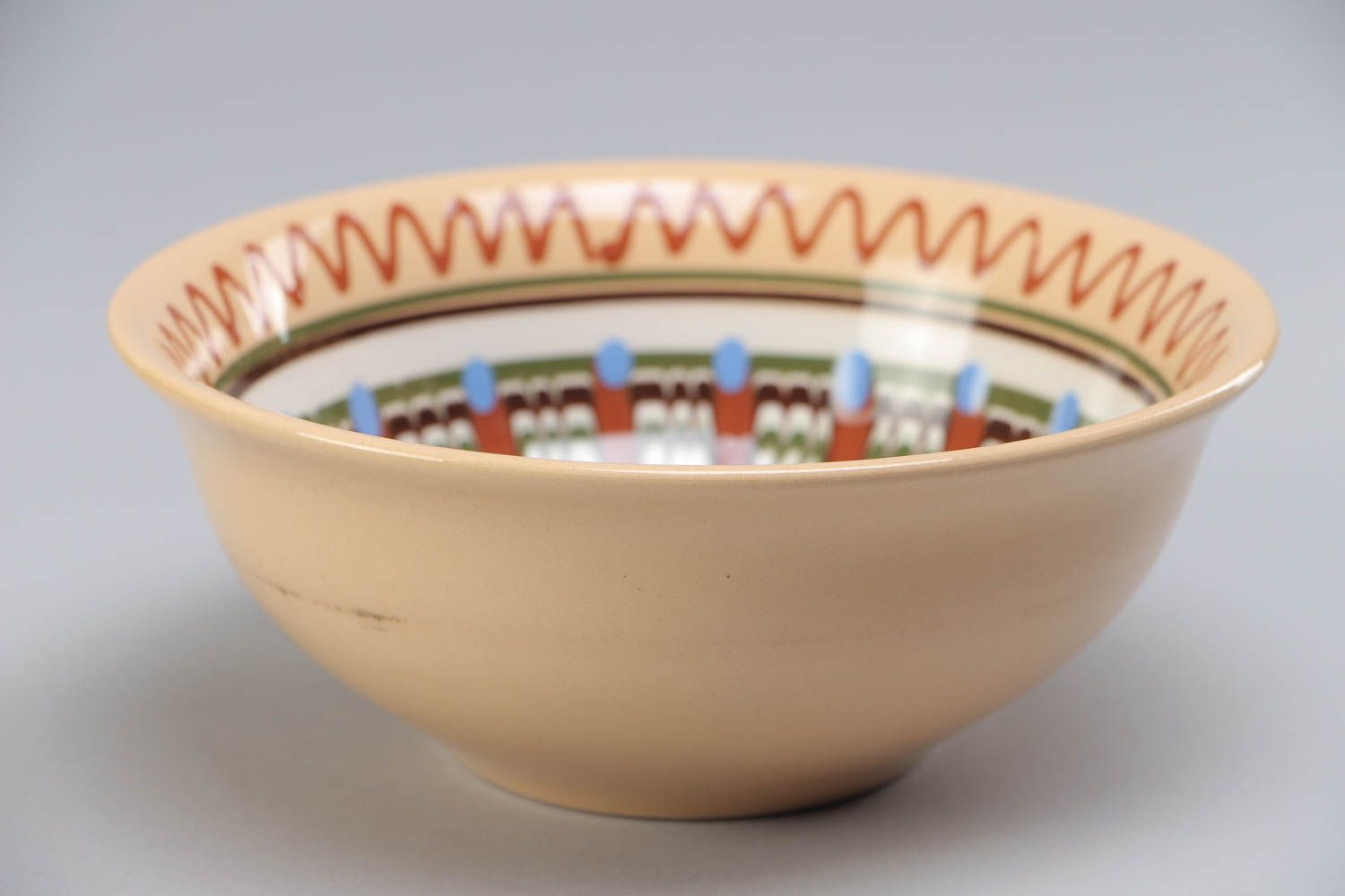 Beautiful handmade ceramic bowl painted with glaze 500 ml photo 2