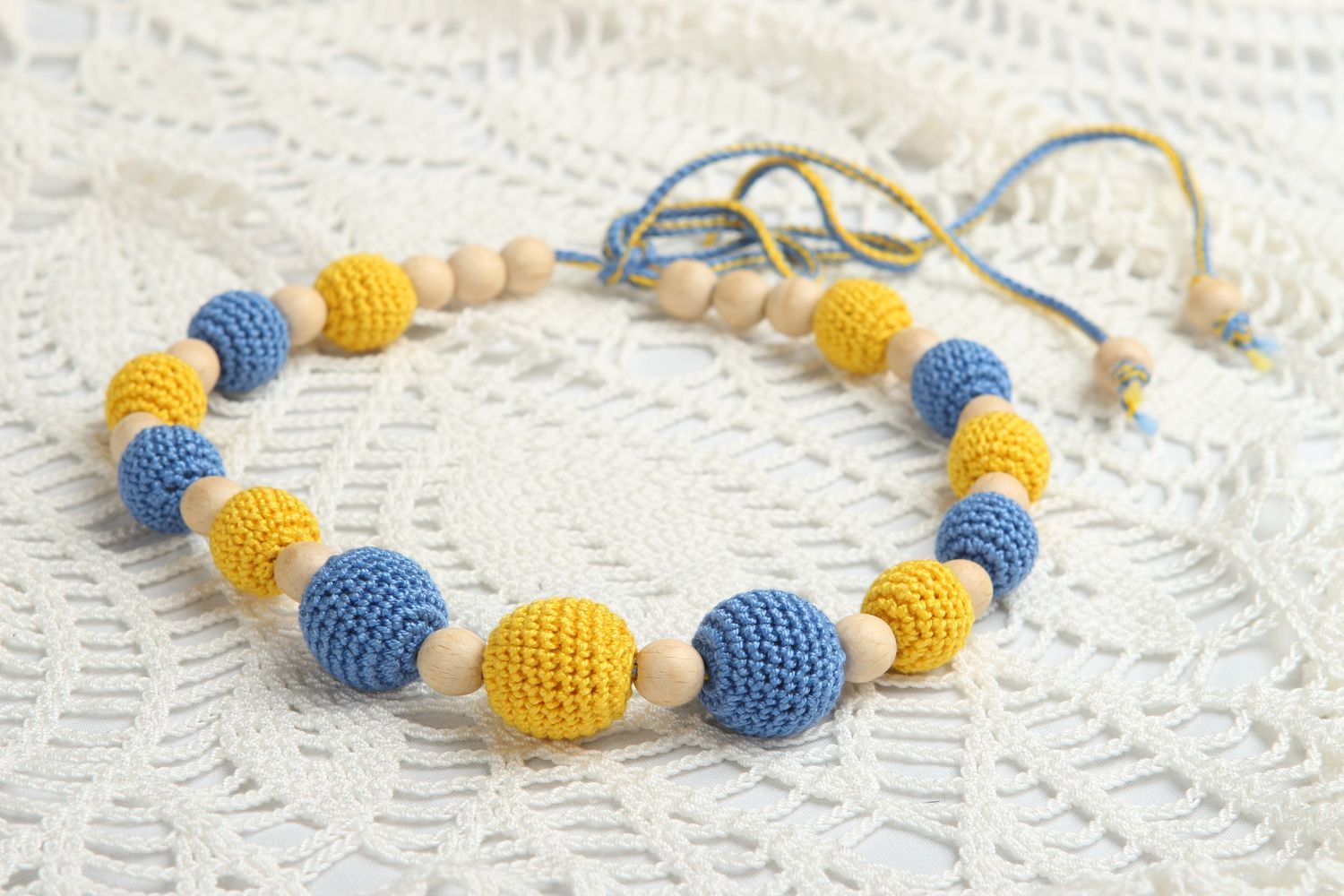 Handmade necklace crocheted sling necklace for moms designer thread jewelry photo 1