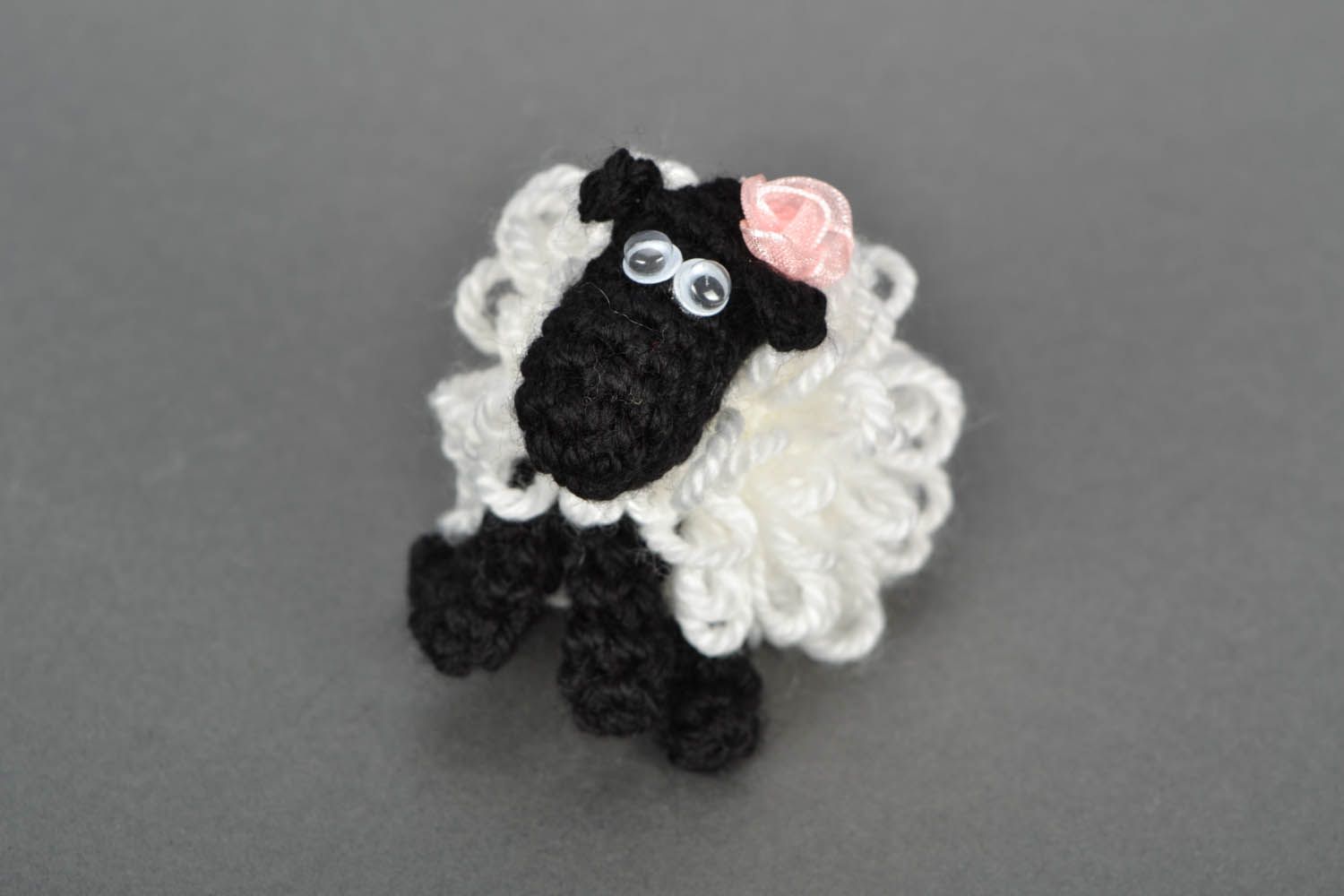 Small black and white crochet toy sheep  photo 4