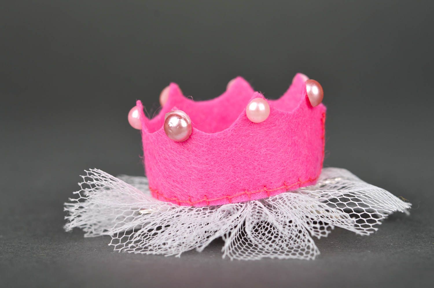 Handmade Haarspange Krone Mode Accessoire Mädchen Haarschmuck rosa ausgefallen foto 2
