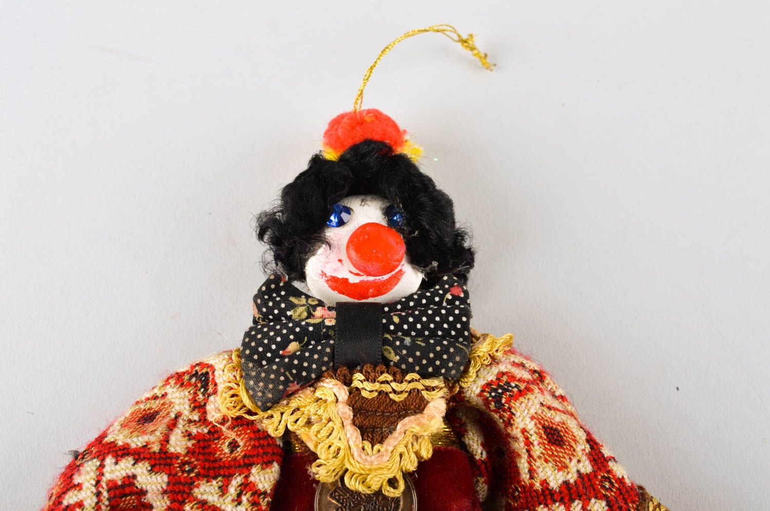 Poupée clown faite main Déco maison à suspendre de collection Cadeau original photo 3
