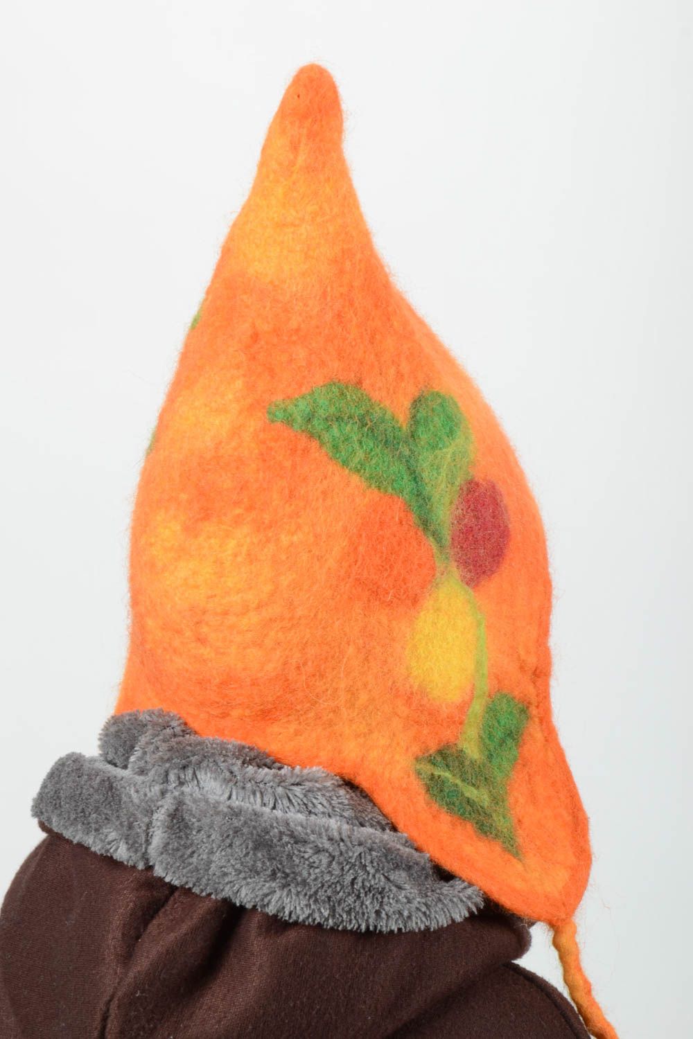 Шапка ручной работы зимняя шапка буденовка оранжевая детская шапка для мальчика фото 2