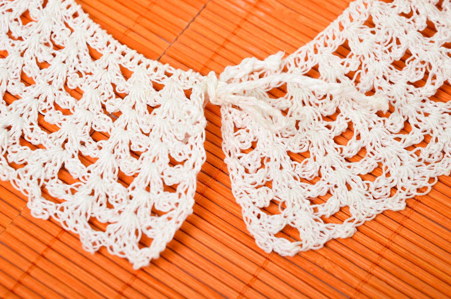 Handmade openwork collar for dress white crocheted collar fashion accessories photo 4