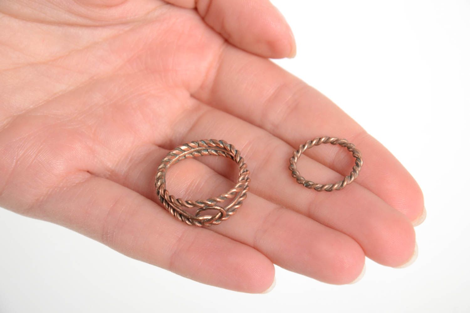 Красивые кольца ручной работы женские кольца из меди необычные кольца 2 штуки фото 3