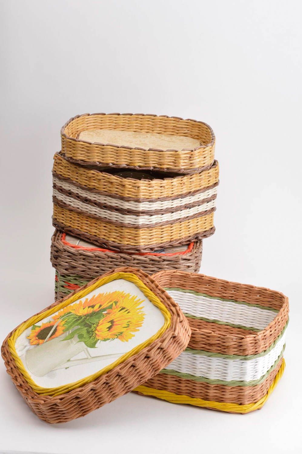 Handmade basket unusual gift home decor paper basket for kitchen decor photo 2