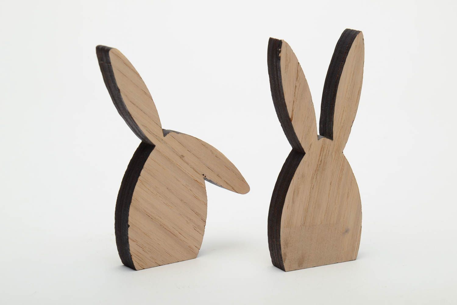 Ensemble de silhouettes en bois lapins faites main à décorer 2 pièces photo 3