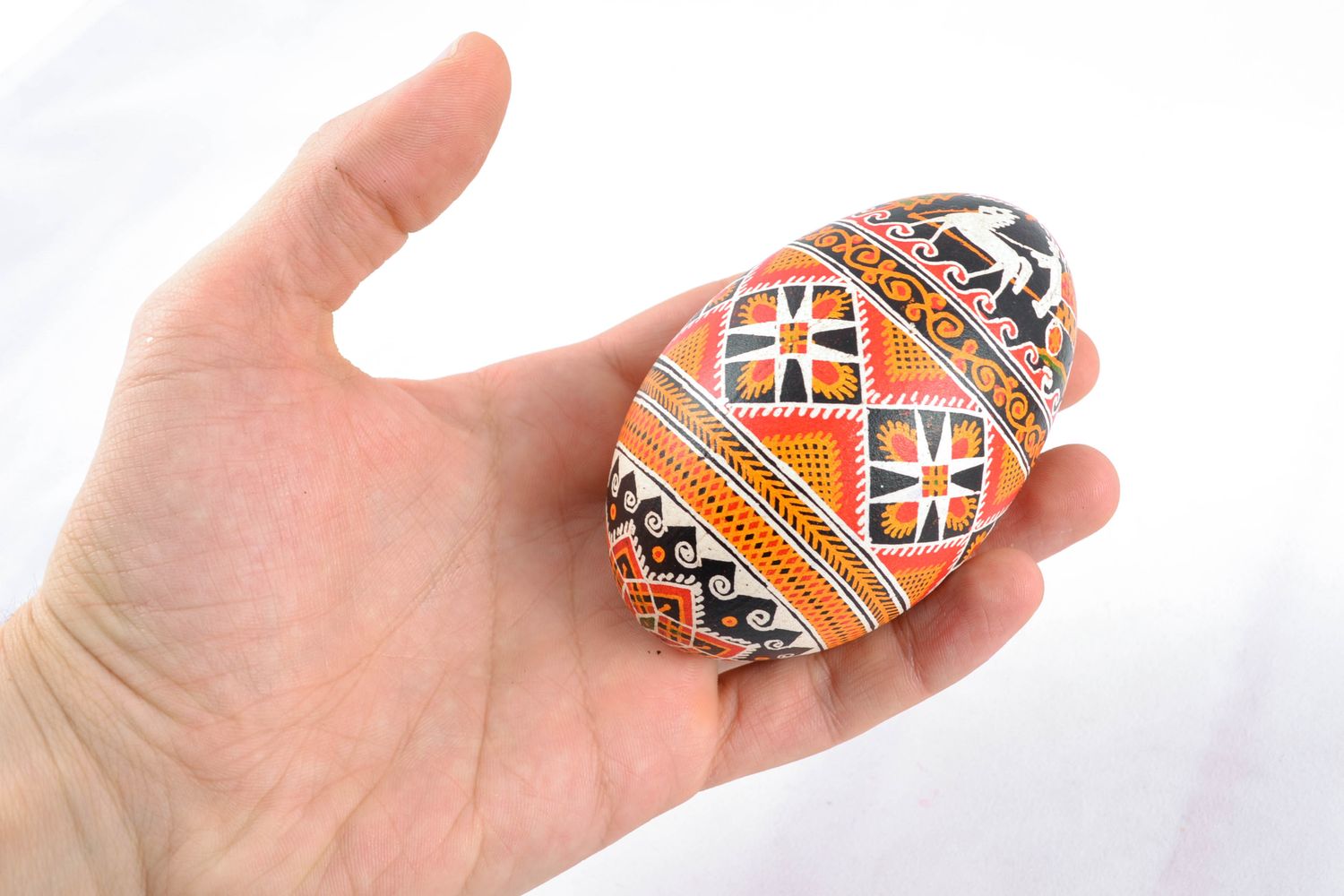 Handmade painted Easter egg with patterns photo 2