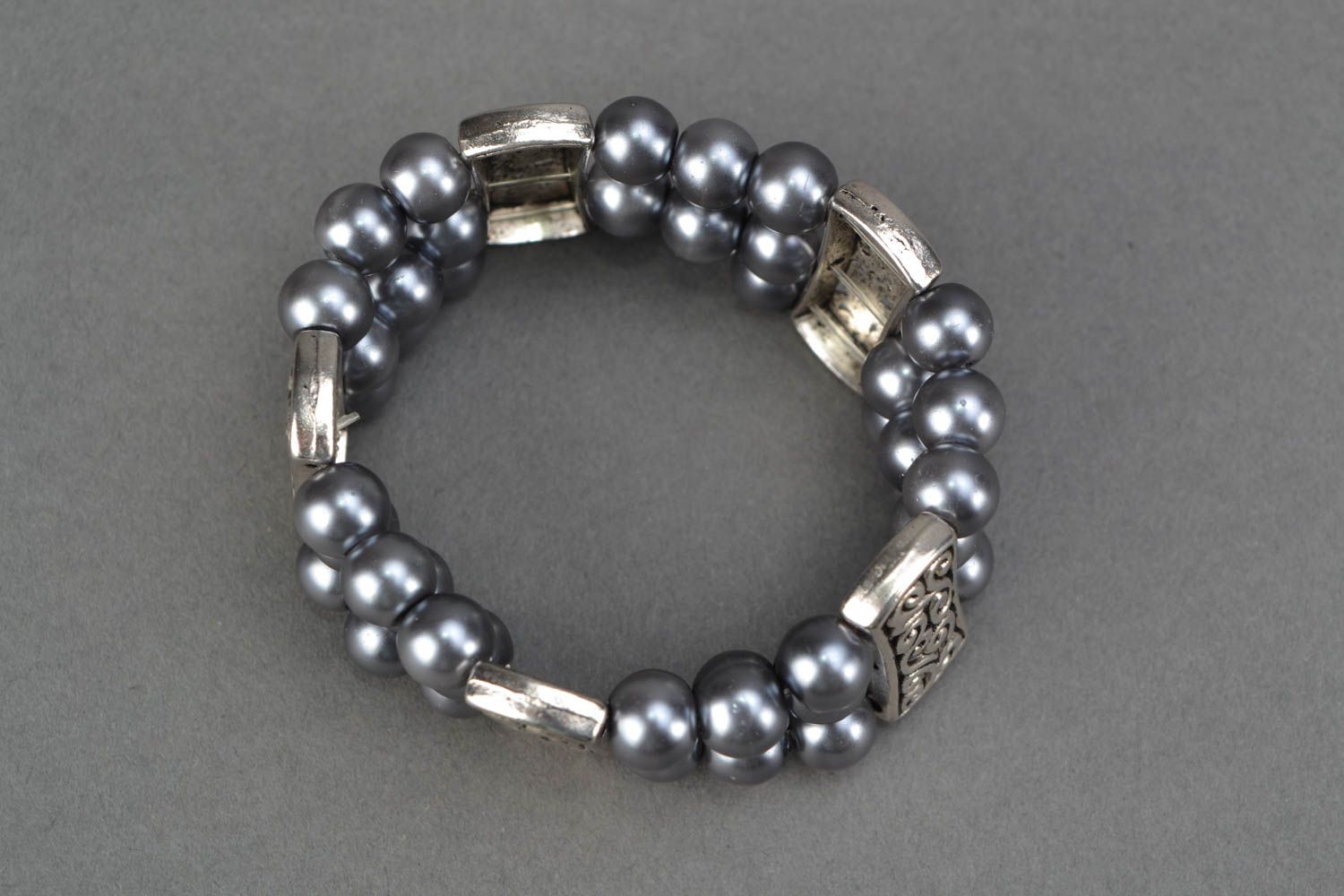 Designer bracelet with ceramic beads Gray photo 4
