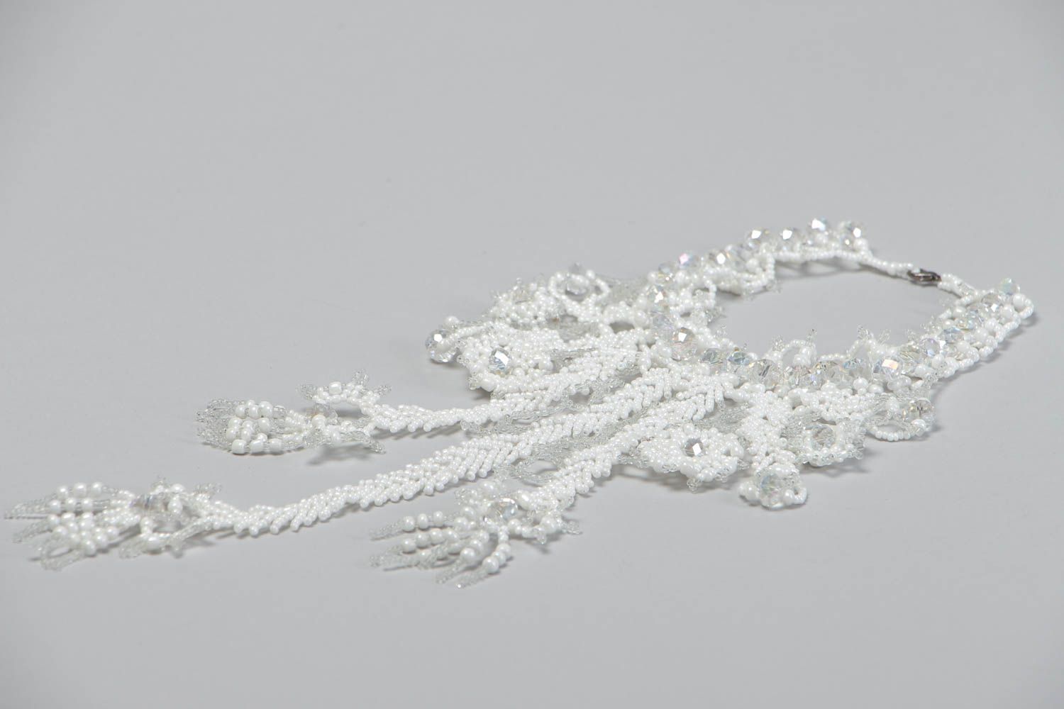Rocailles Kette handmade hochwertiger Modeschmuck Halsketten Frauen weiß  foto 4