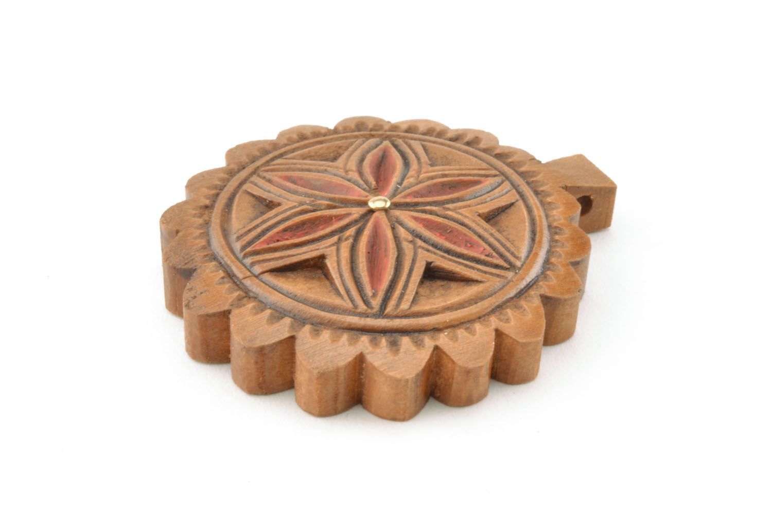 Ciondolo di legno originale fatto a mano pendente etnico accessori donna foto 3