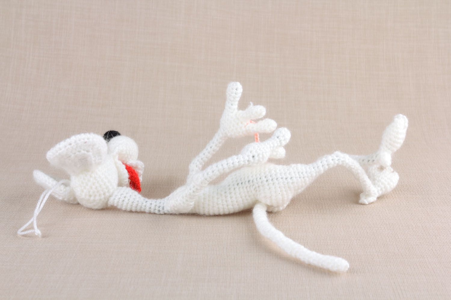 Hand crocheted toy Mouse with a Sausage photo 3