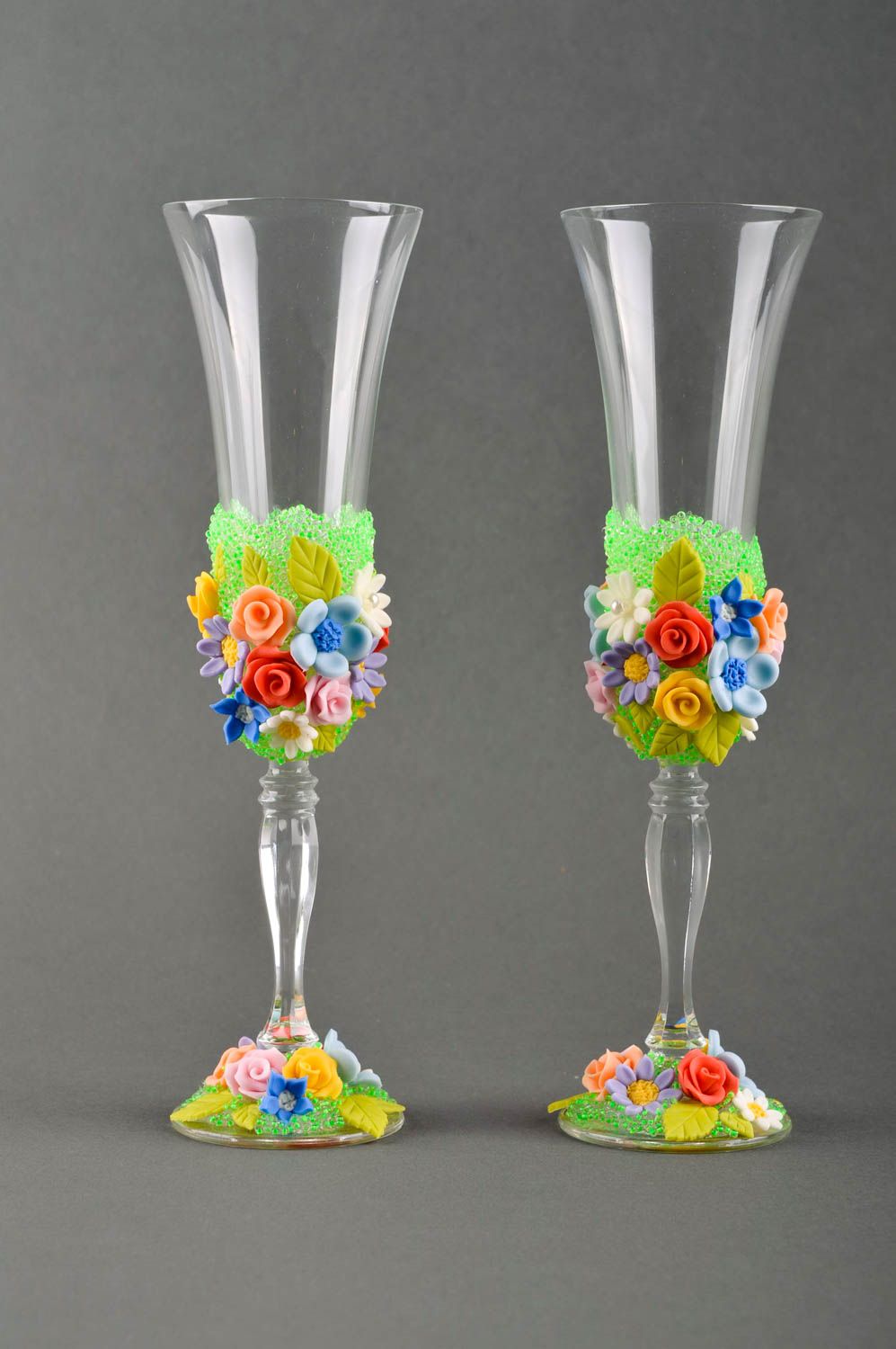 Handmade champagne glasses bright wedding glasses wedding glass ware ideas photo 2