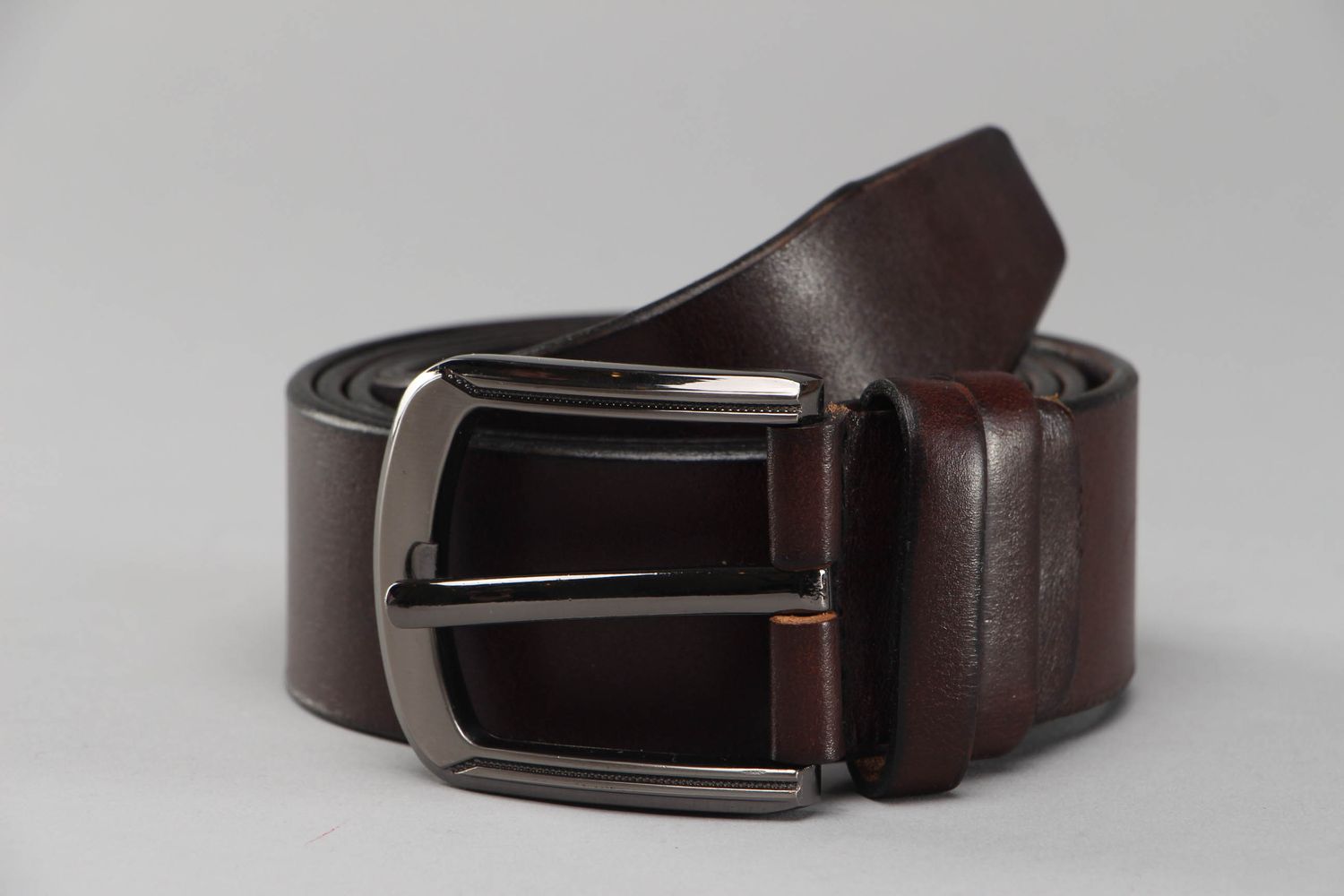 Genuine leather men's belt Brown photo 1