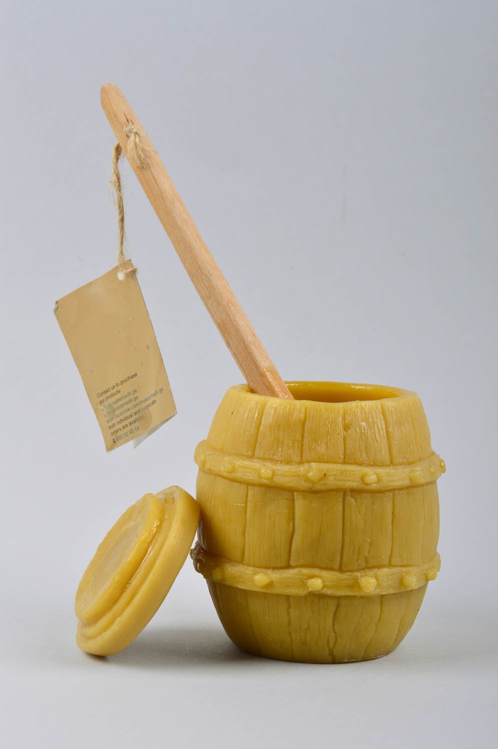 Handmade barrel for honey bowl for honey handmade tableware made of wax photo 5