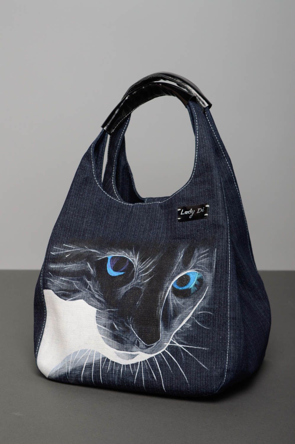 Denim bag with painting photo 1