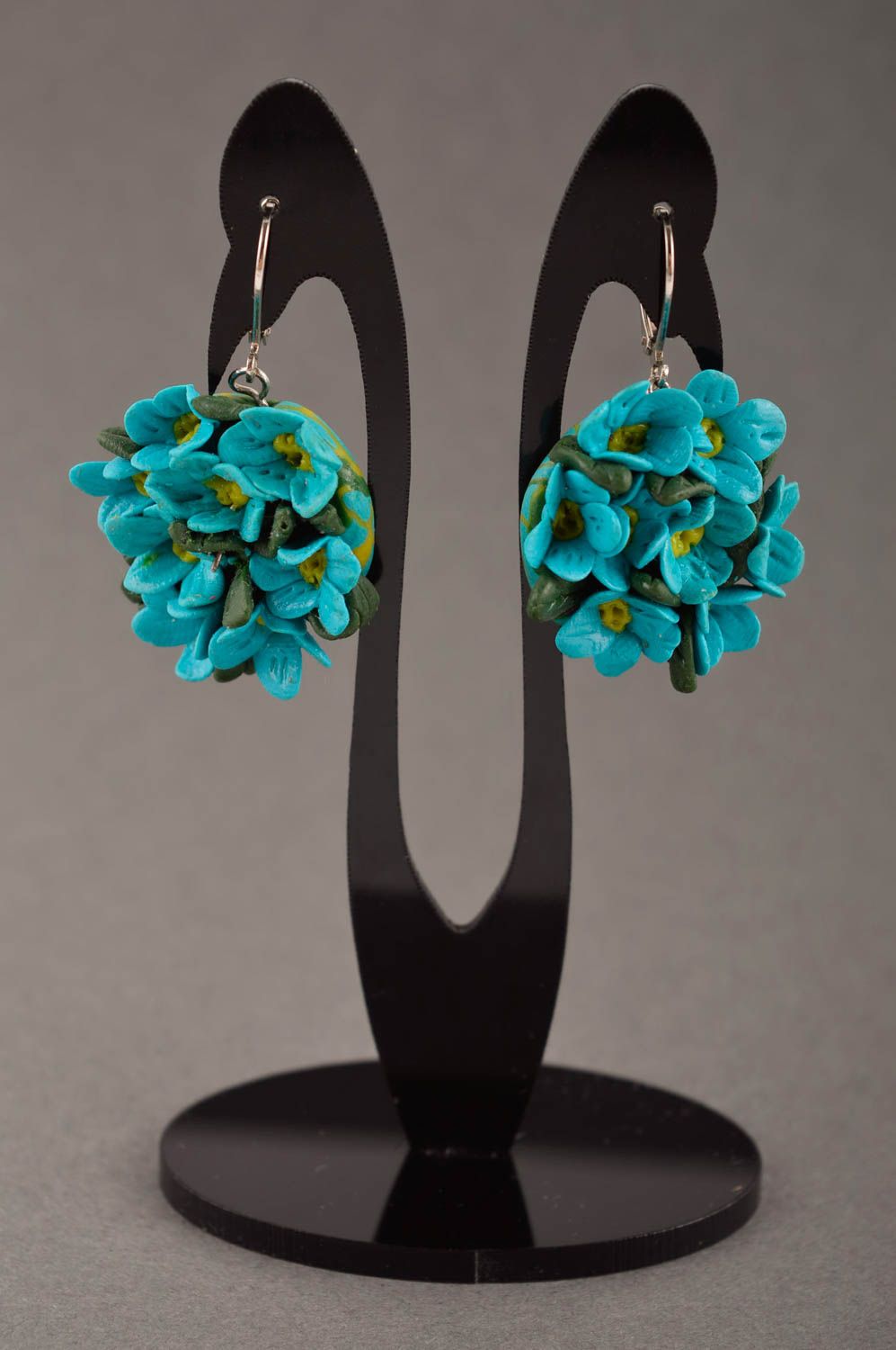 Boucles d'oreilles fleurs Bijou fait main Cadeau femme pâte polymère design photo 1