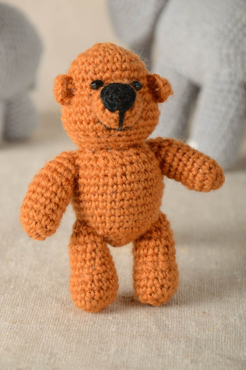 Jouet ourson Peluche faite main Déco maison doux tricoté au crochet en coton photo 1