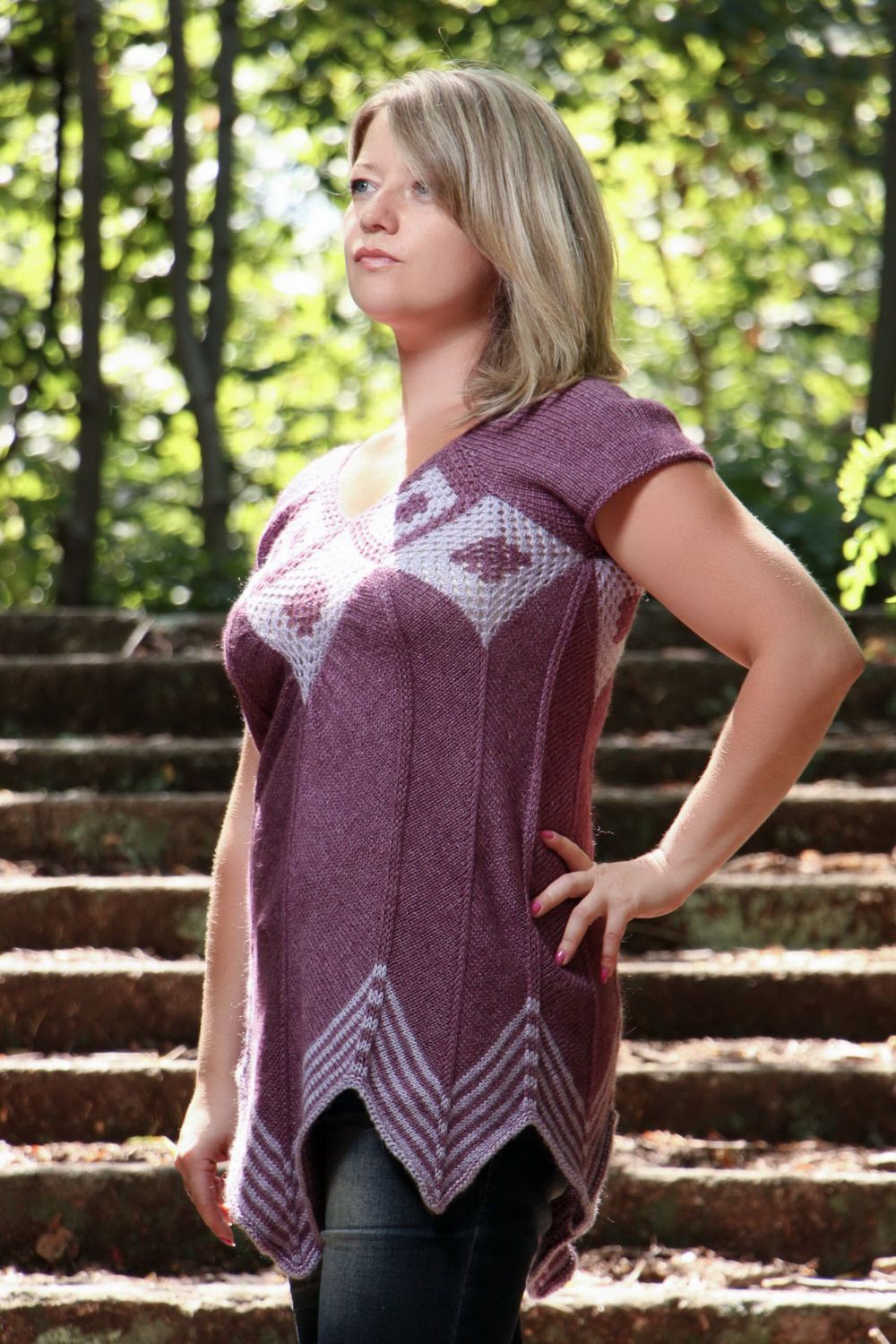 Knitted tunic with rhombs photo 2