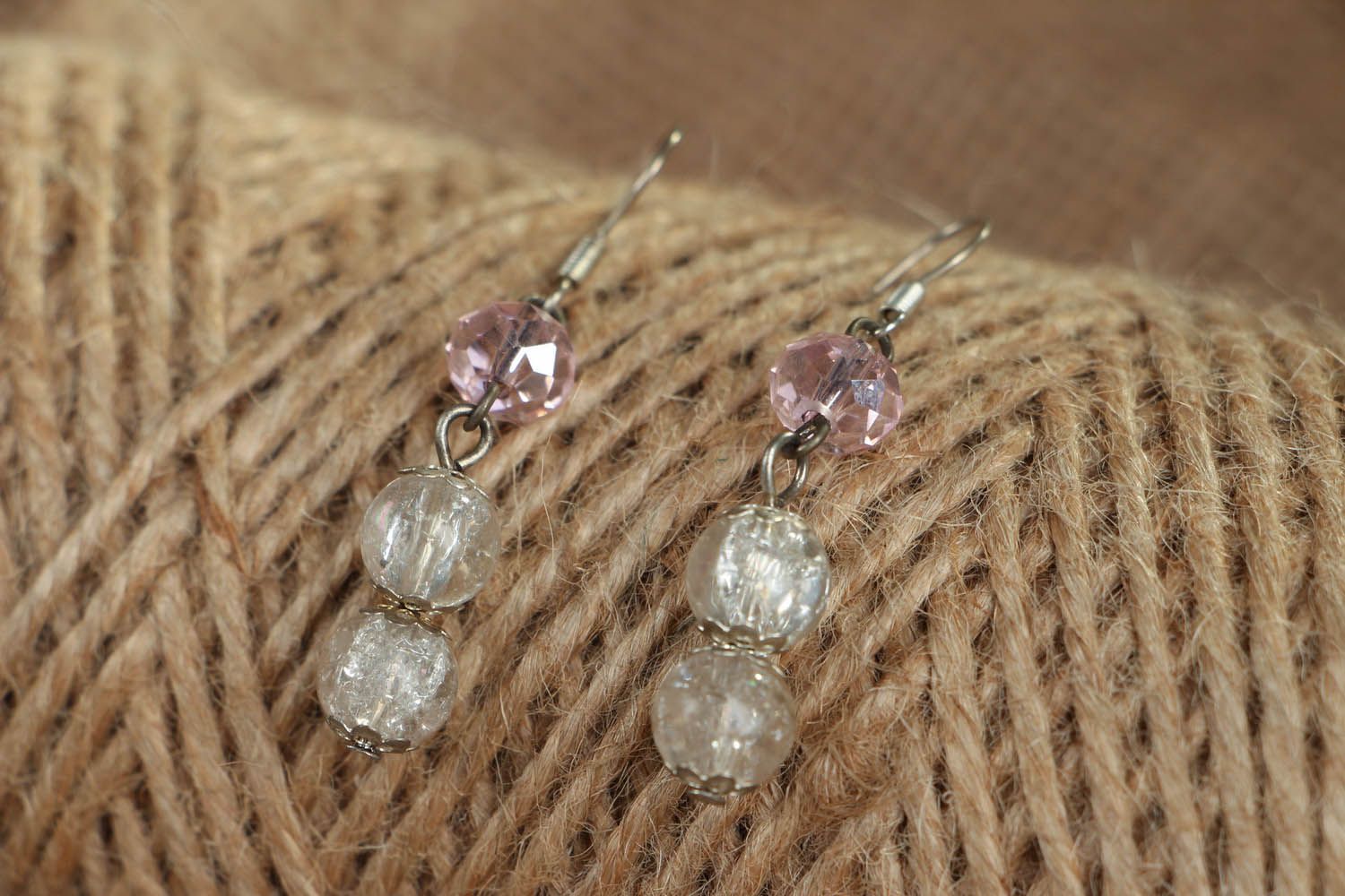 Boucles d'oreilles en perles de cristal artisanales  photo 3