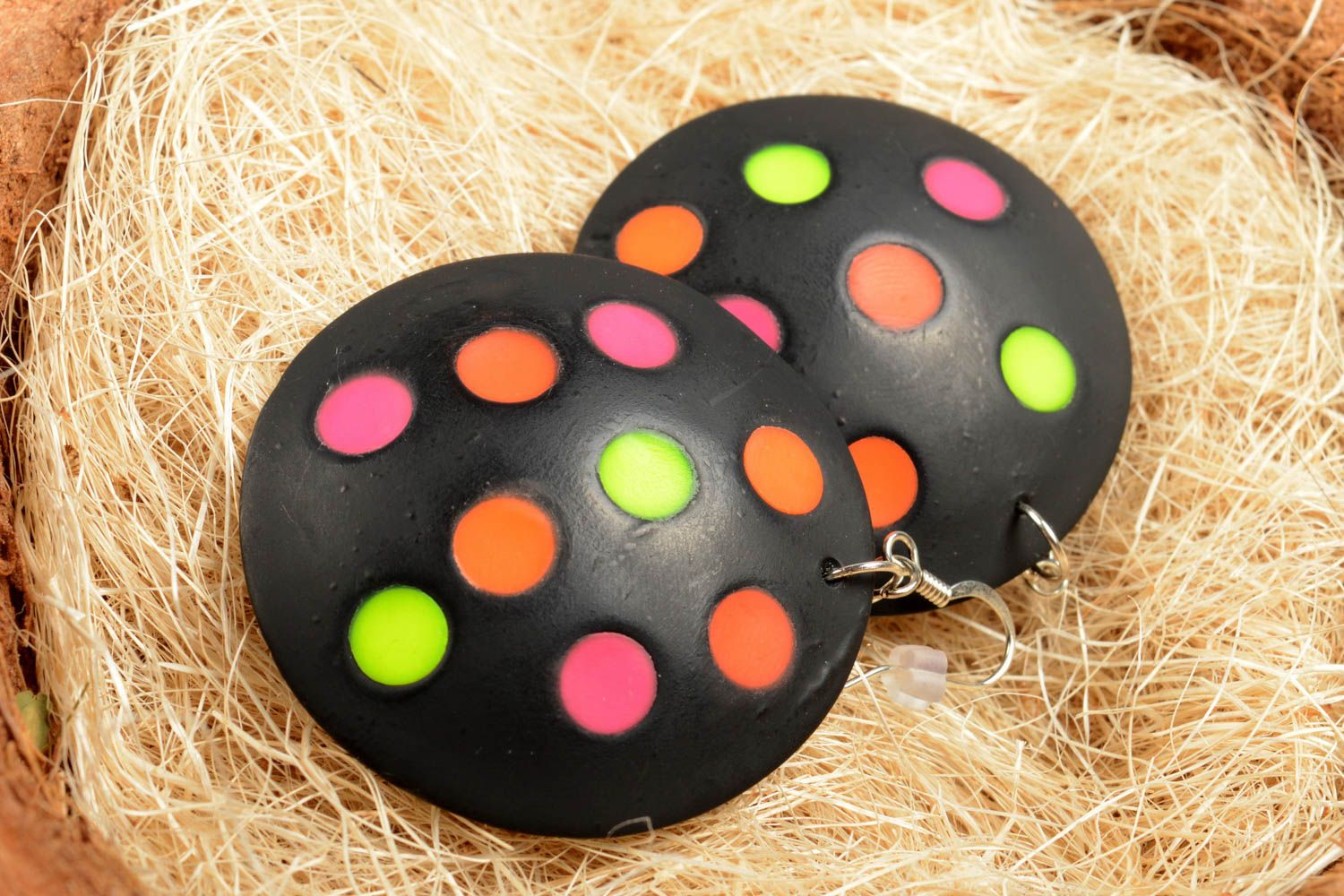 Handmade jewelry perfect gift fashionable polymer clay earring trendy accessory photo 1