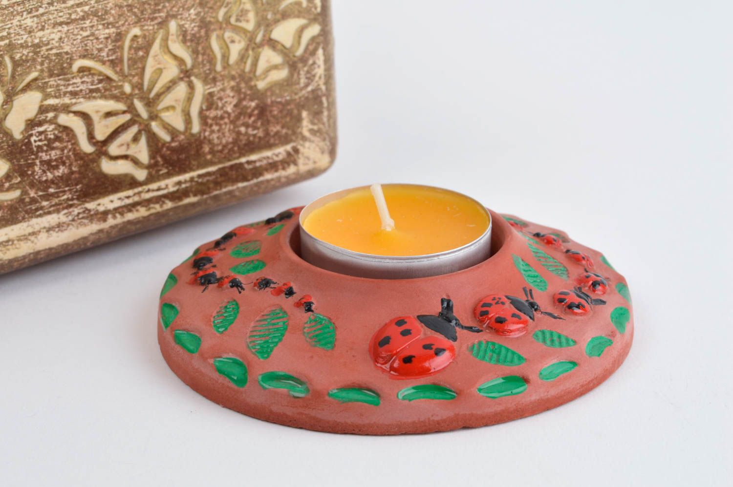 Handmade Deko Kerzenhalter Kerzenständer aus Gips Kerzenständer Teelicht foto 1