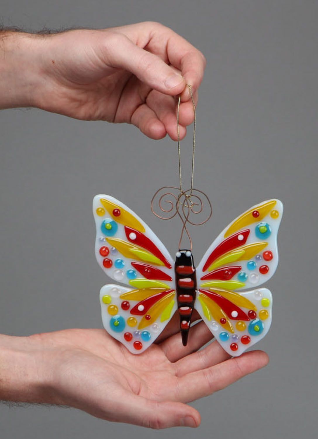Fusing glass pendant Butterfly photo 4