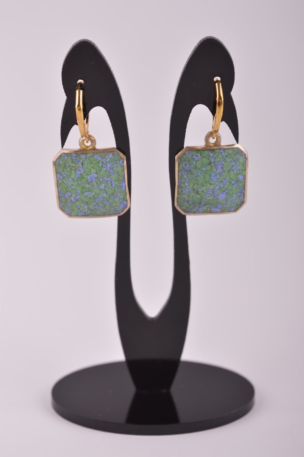 Stylish handmade brass earrings gemstone earrings metal jewelry designs photo 2