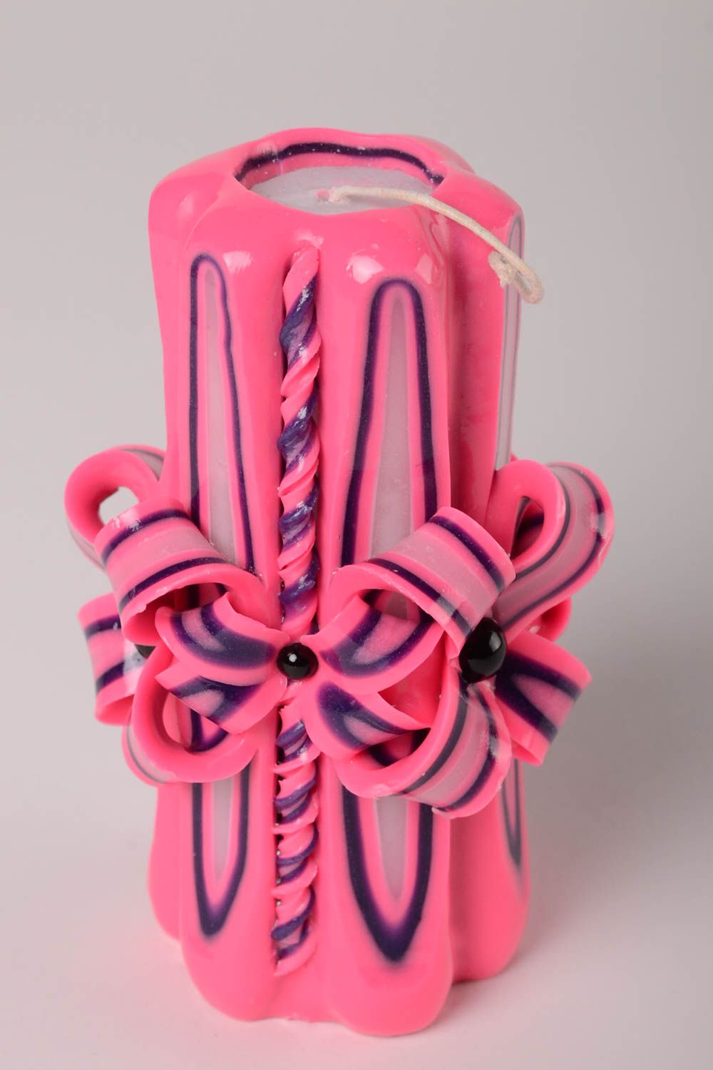 Розовая свеча ручной работы цветная свеча симпатичная парафиновая свеча фото 1