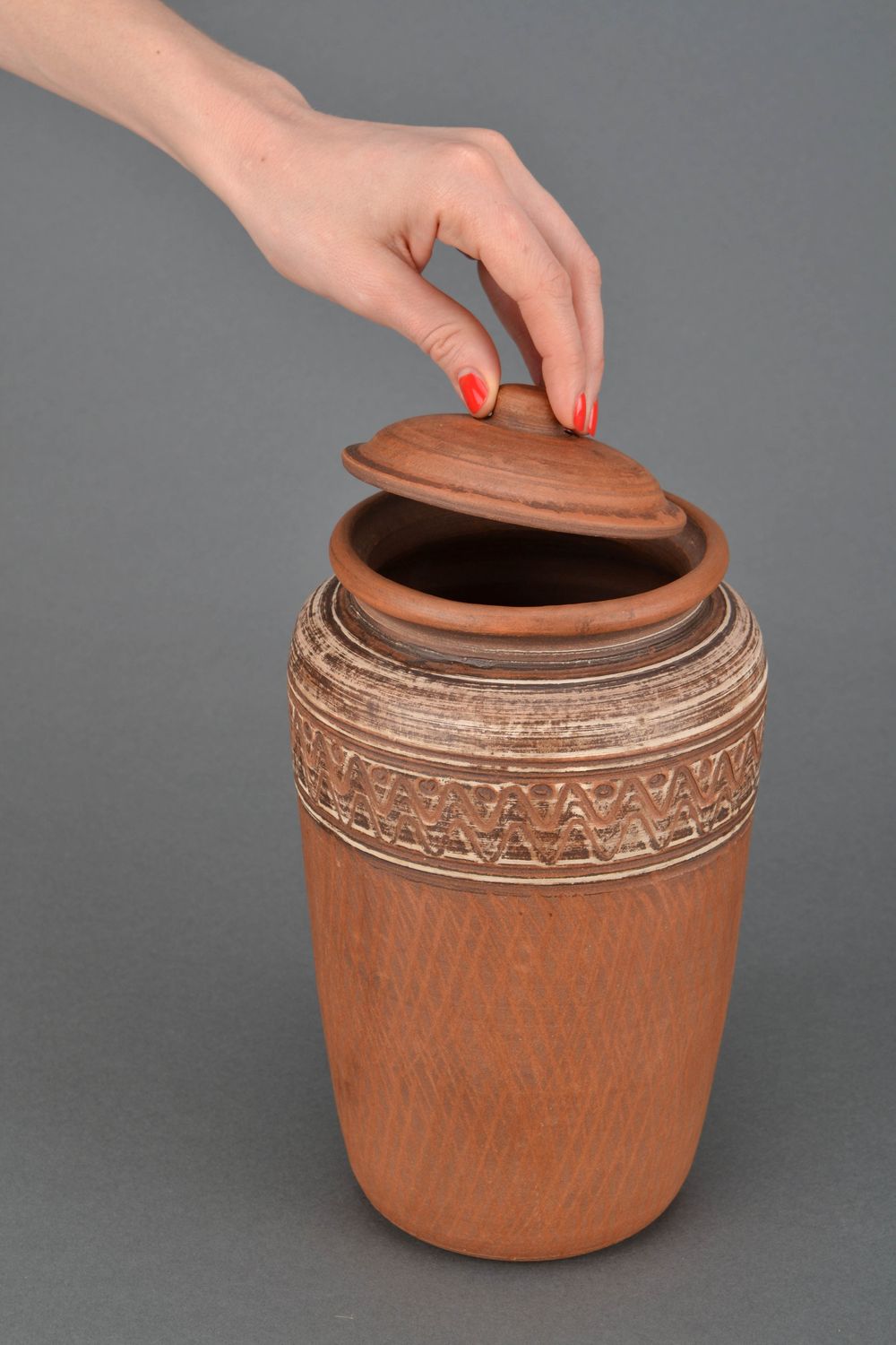 Vase en céramique pour cuisine avec couvercle 3 litres photo 2