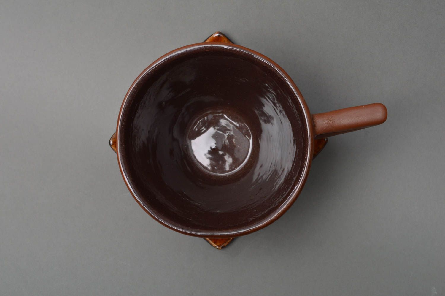 Handmade Porzellan Tasse mit Untertasse mit Glasur bemalt originell für Tee foto 3