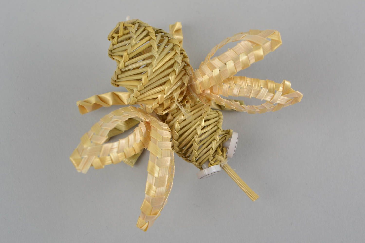 Geflochtenes Deko Spielzeug Biene aus Stroh Souvenir handmade für Interieur  foto 3