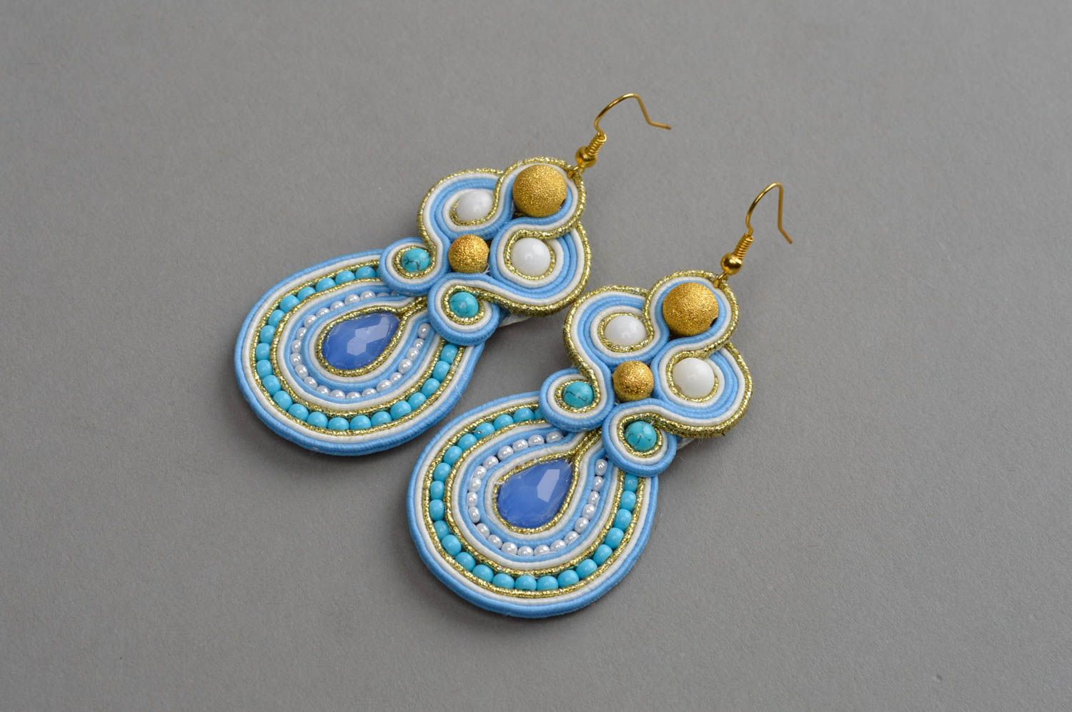 Earrings for girls handmade earrings homemade jewelry soutache jewelry  photo 2
