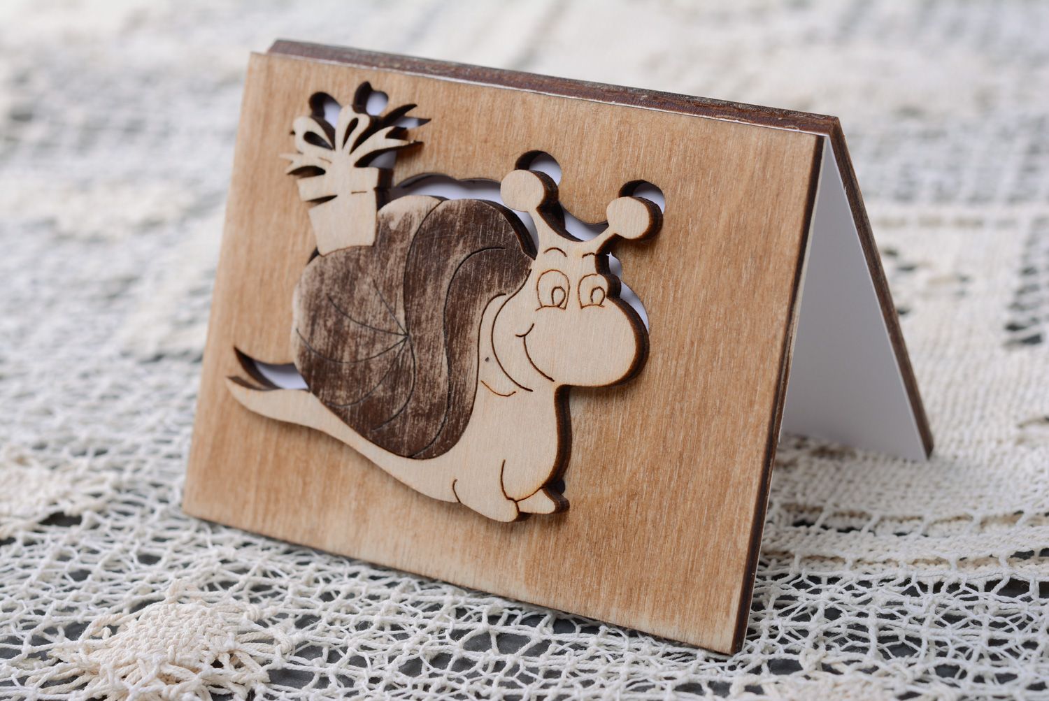 Interesting plywood greeting card with laser engraving photo 1