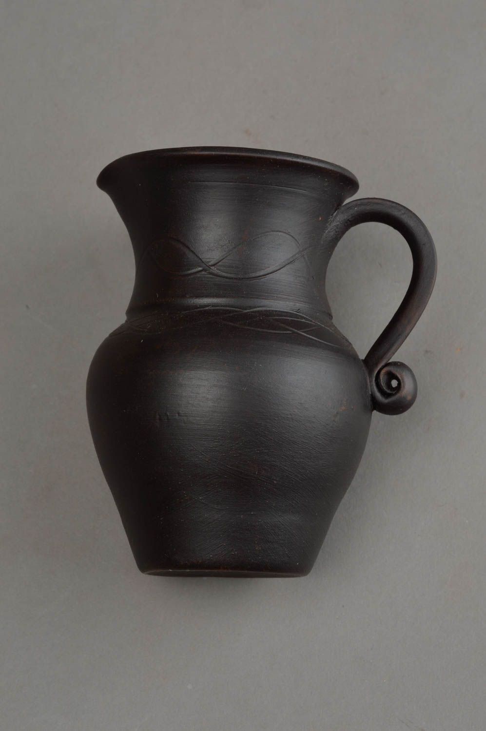 3,5 oz ceramic black miniature pitcher with handle 0,4 lb photo 2