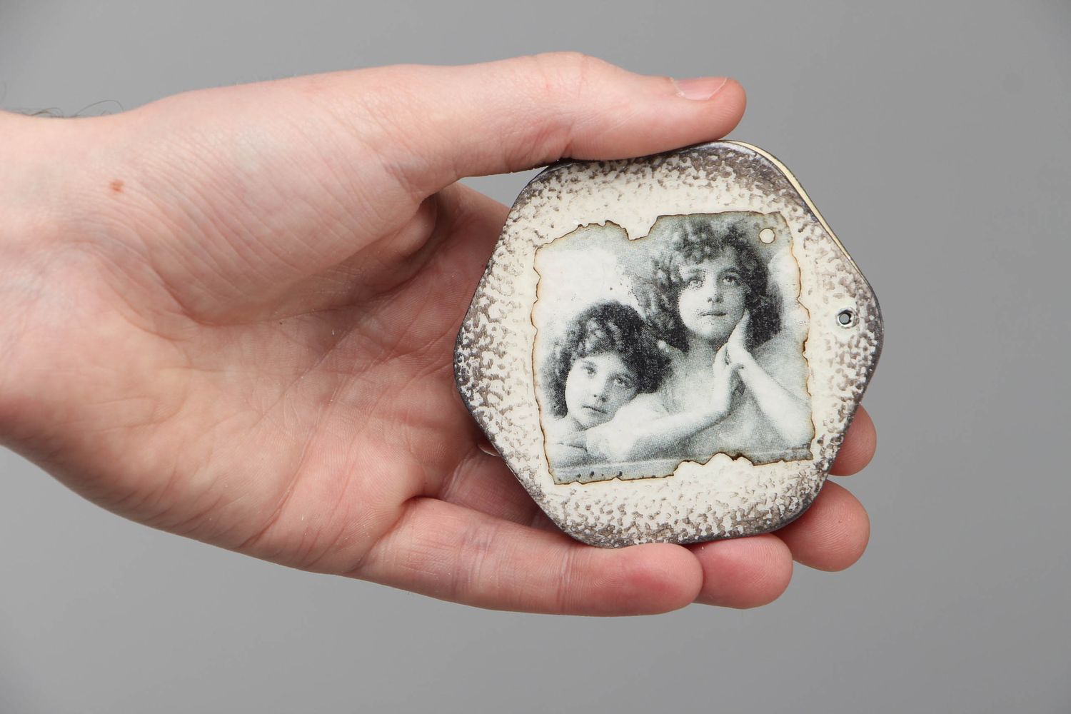 Pocket mirror with decoupage wooden frame Angels photo 4