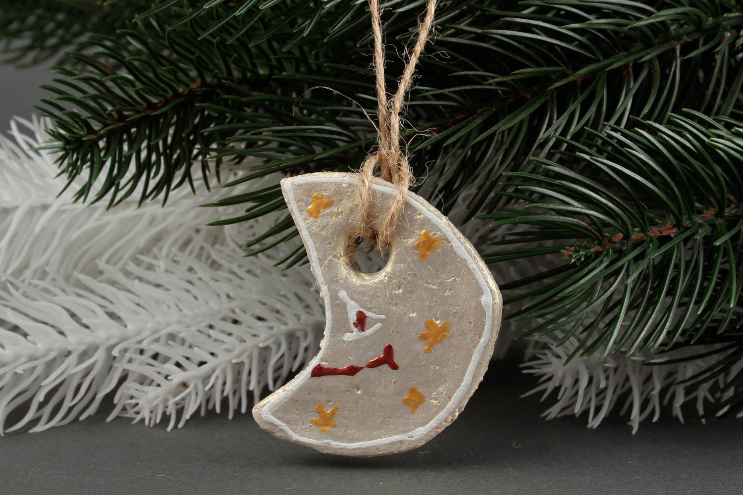 Addobbi natalizi in pasta di sale fatti a mano decorazioni da appendere foto 1