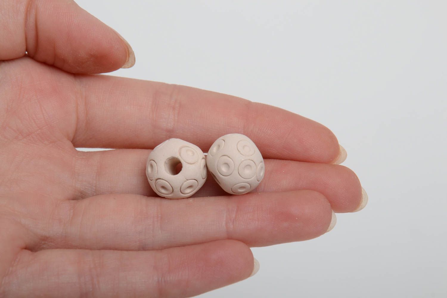 Set of 2 handmade ceramic decorative beads for jewelry and accessories making photo 5