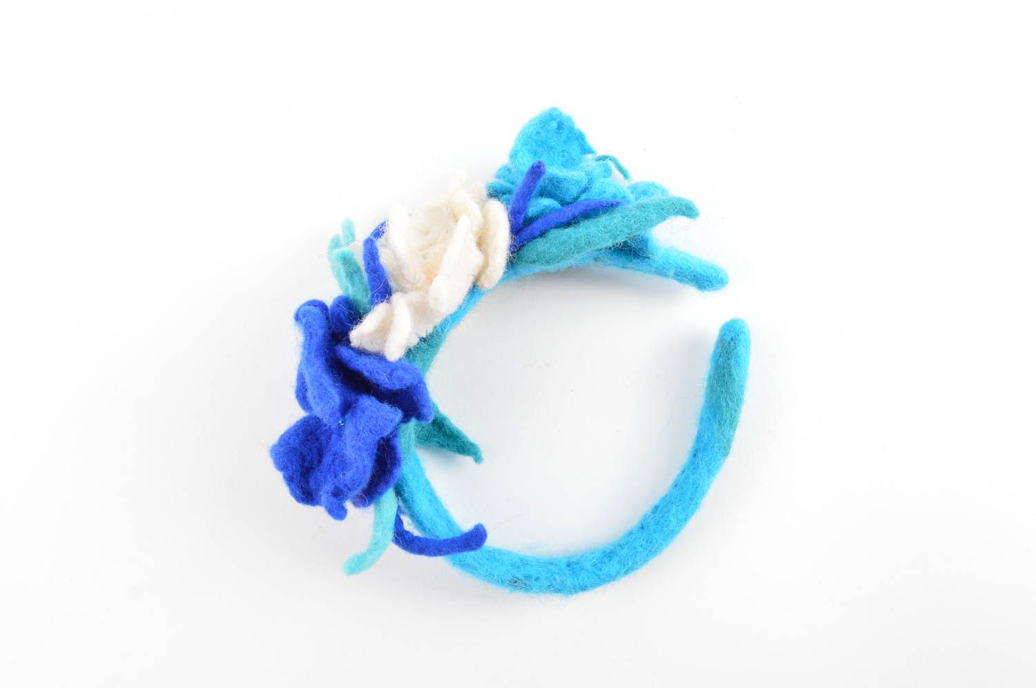 Blumen Haarreif handgefertigt Haar Schmuck Geschenk für Frau stilvoll blau foto 4