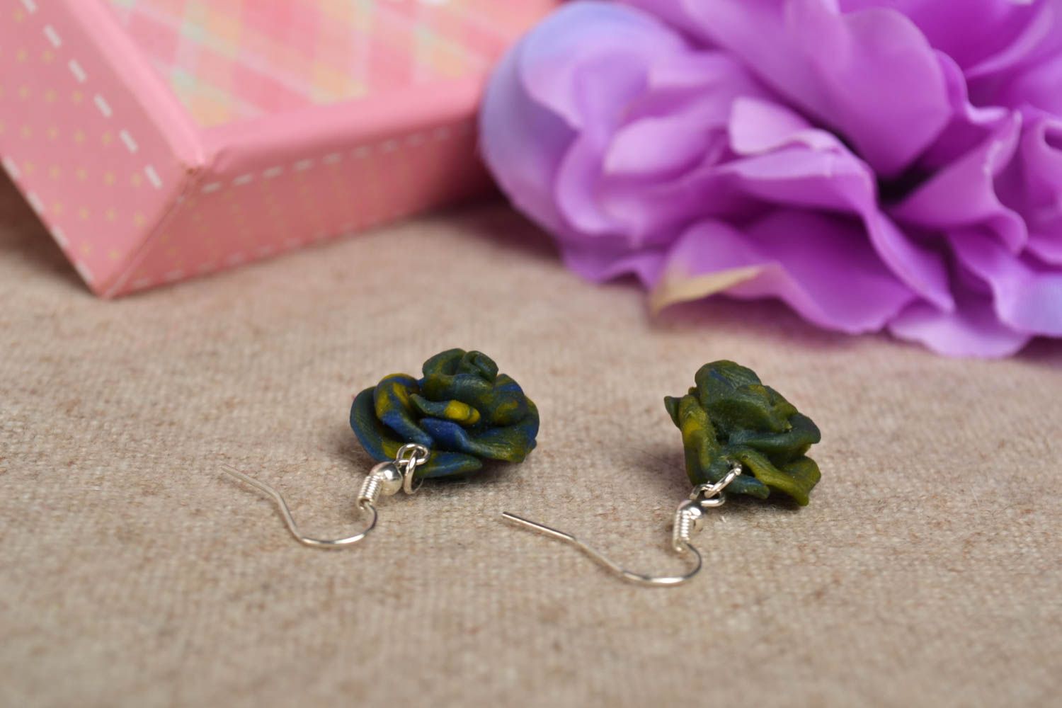 Handmade designer flower earrings stylish elegant earrings polymer clay earrings photo 1