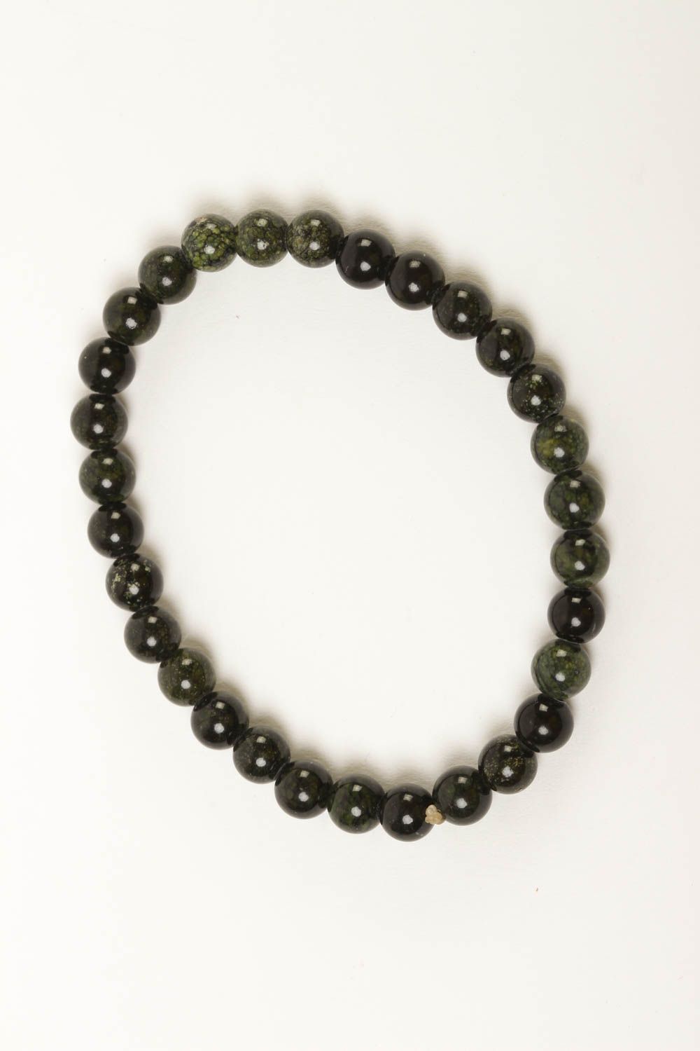 Bracelet pierre naturelle Bijou fait main vert foncé-noir Cadeau femme photo 2