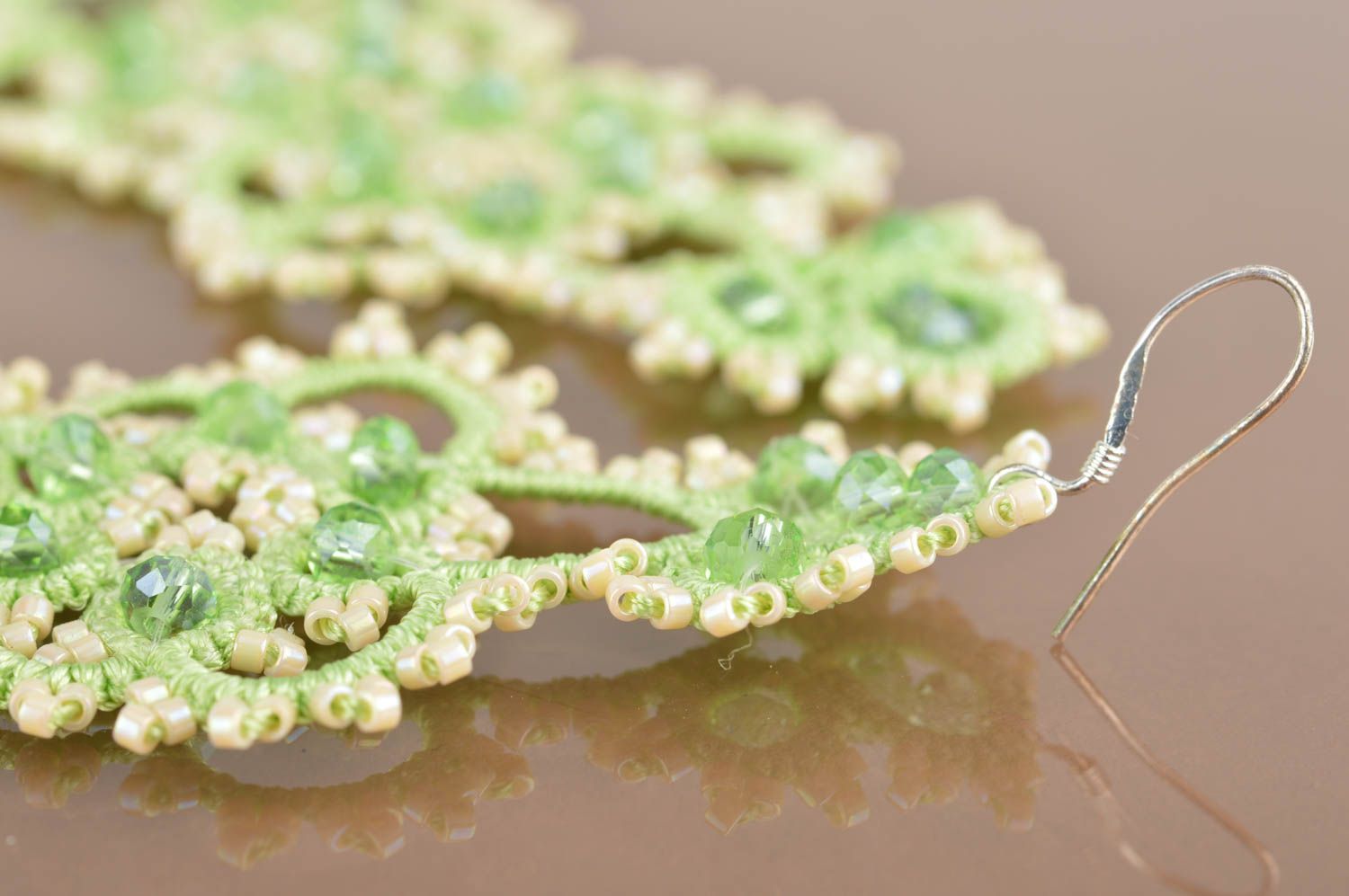 Occhi Ohrringe in Grün mit Kristallen handgeschaffen künstlerisch interessant  foto 4