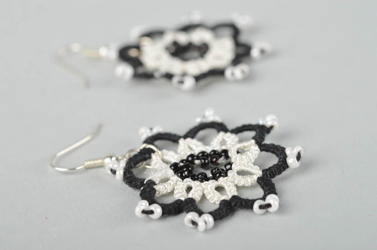 Handmade beaded earrings woven lace earrings textile jewelry designs gift ideas photo 3
