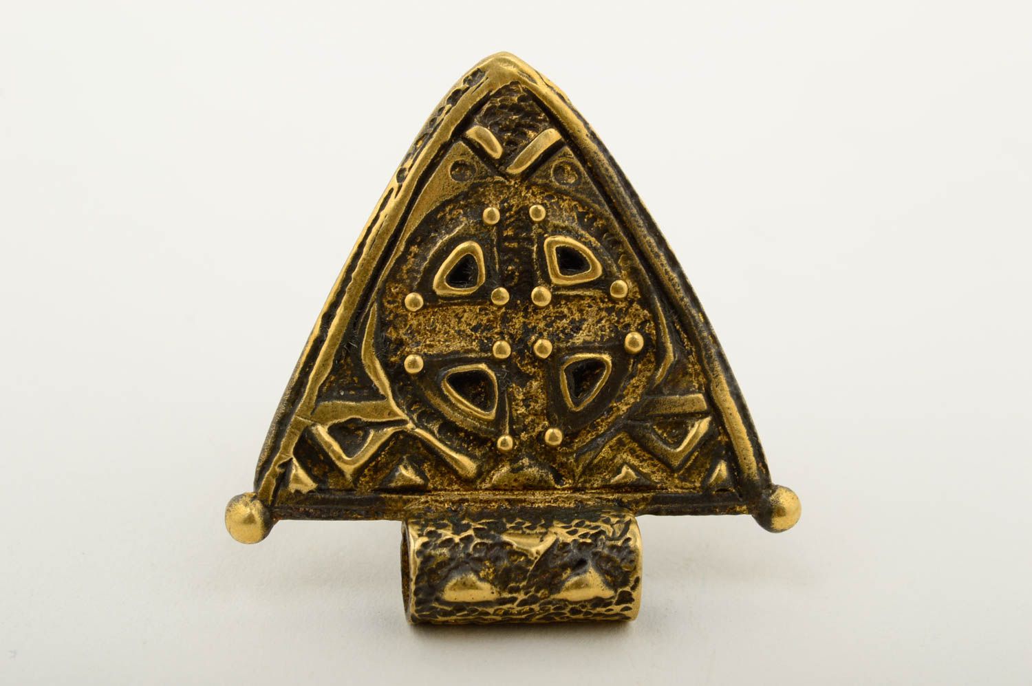 Anillo de bronce bisutería artesanal regalo para mujeres forma triangular foto 4